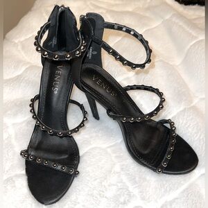 Studded knock out super sexy Venus stiletto  heels! Gently worn. Black. 7.5.